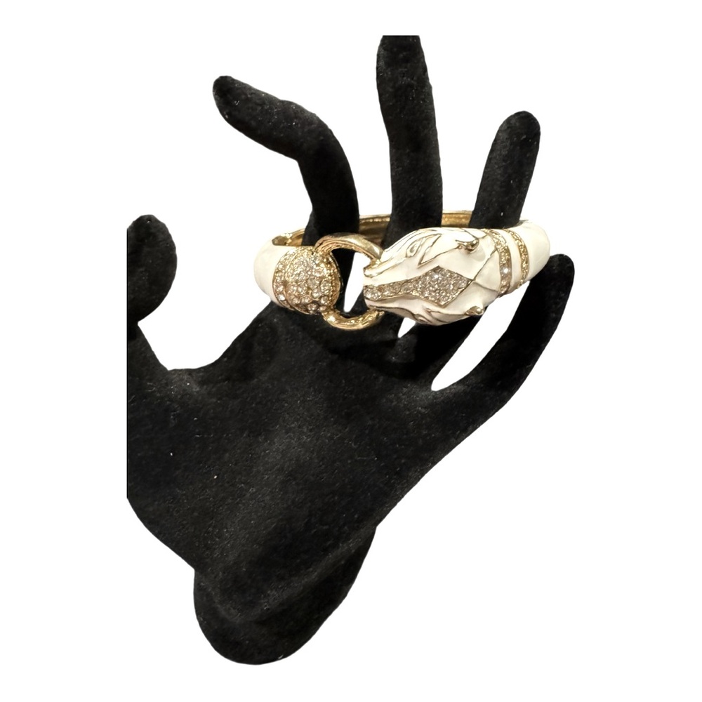 White Enamel Jaguar Clamper Bracelet - Picture 4 of 15
